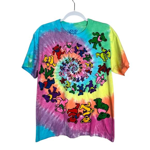 Liquid blue Grateful Dead dancing bears tie dye graphic tshirt size medium - Picture 1 of 6